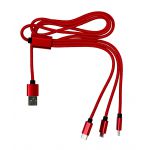 3-in-1 Ladekabel aus Nylon Felix, Rot (8597-08)