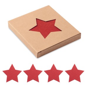 RPET 4 felt coaster set, Red <font size=1>[ENG]</font>