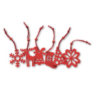 Set of 6 felt tree hangers, Red <font size=1>[ENG]</font>