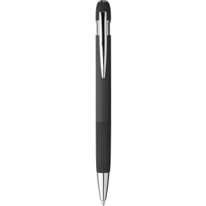 Recycled PU notebook (A5) and ballpen set Tarek, black <font size=1>[ENG]</font>