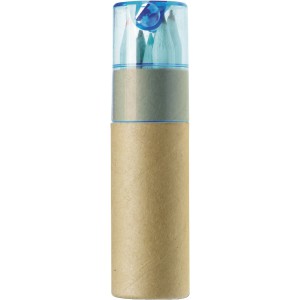 ABS and cardboard tube with pencils Libbie, light blue (Drawing set)