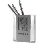 ABS pen holder with clock Carter, black/silver (3684-50)