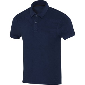Akoya recycled terry unisex polo, Navy (T-Shirts, aus Mischgewebe, synthetisch)