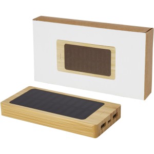 Alata 8000mAh bamboo solar power bank, Beige (Powerbanks)