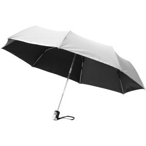 Alex 21,5" Vollautomatik Kompaktregenschirm, silber, schwarz
