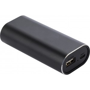 Aluminium 2-in-1 power bank Letitia, black (Earphones, headphones)