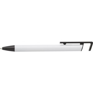 Aluminium click-action ballpoint pen, white (Metallic pen)