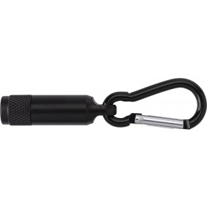 Aluminium mini torch with carabiner Tracy, black (Lamps)