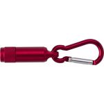 Aluminium mini torch with carabiner Tracy, red (432009-08)