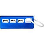 Aluminium USB hub Leo, blue (7737-05)