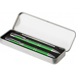 Aluminium writing set Zahir, light green (Pen sets)