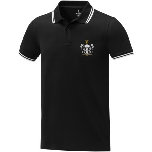 Amarago short sleeve men?s tipping polo, Solid black (Polo shirt, 90-100% cotton)