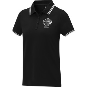 Amarago short sleeve women?s tipping polo, Solid black (Polo shirt, 90-100% cotton)