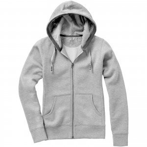 Arora hooded full zip ladies sweater, Grey melange (Pullovers)