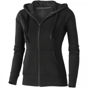 Arora hooded full zip ladies sweater, solid black (Pullovers)