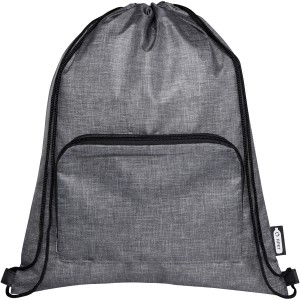 Ash recycled foldable drawstring bag 7L, Heather grey, Solid black (Backpacks)