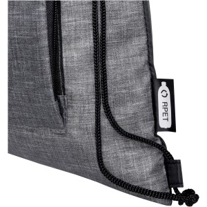 Ash recycled foldable drawstring bag 7L, Heather grey, Solid black (Backpacks)