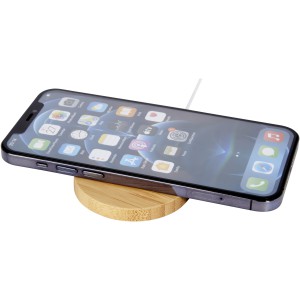 Atra 10W bamboo magnetic wireless charging pad, Beige (Powerbanks)