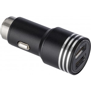 2-in-1 KFZ-Ladestecker 'Racing' aus Metall, Schwarz