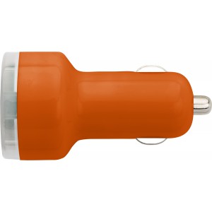 USB-KFZ Ladestecker 'Duo' aus Kunststoff, Orange