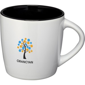 Aztec 340 ml ceramic mug, White, solid black (Mugs)