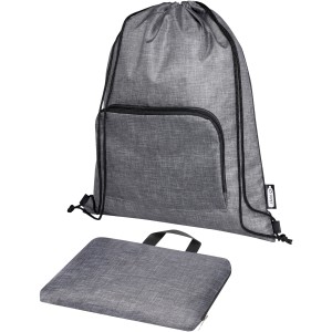 Ash recycled foldable drawstring bag 7L, Heather grey, Solid black (Backpacks)