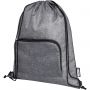 Ash recycled foldable drawstring bag 7L, Heather grey, Solid black