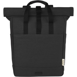 Joey 15? GRS recycled canvas rolltop laptop backpack 15L, Solid black (Backpacks)
