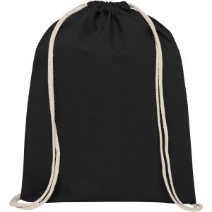 Oregon 140 g/m2 cotton drawstring backpack, Solid black (Backpacks)