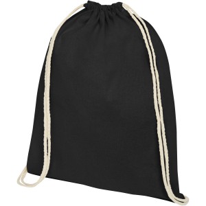 Oregon 140 g/m2 cotton drawstring backpack, Solid black (Backpacks)