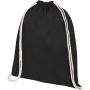Oregon 140 g/m2 cotton drawstring backpack, Solid black