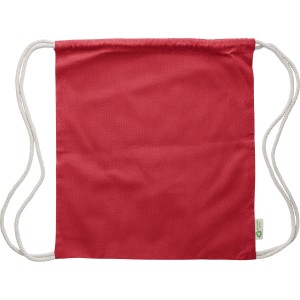 Recycled cotton drawstring bag Joy, Red (Backpacks)