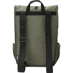 RPET Polyester (300D) flap backpack Lyric, green (Backpacks)
