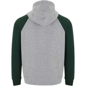 Badet unisex two-tone hoodie, Heather grey, Bottle green (Pullovers)