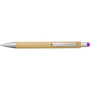 Bamboo and plastic ballpen Claire, fuchsia (Wooden, bamboo, carton pen)