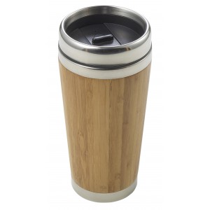 Bamboo and stainless steel travel cup Sabine, brown (Thermos)