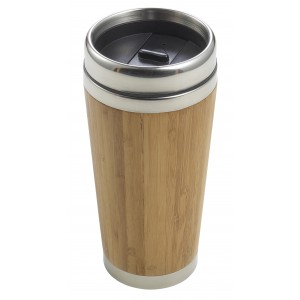 Bamboo and stainless steel travel cup Sabine, brown (Glasses)