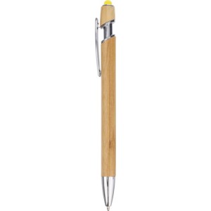 Bamboo ballpen Darren, yellow (Wooden, bamboo, carton pen)