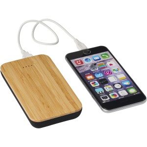 Bamboo / fabric 6000 mAh wireless power bank, Brown (Powerbanks)