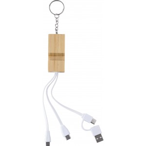 Bamboo keychain Sutton, brown (Eletronics cables, adapters)