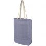 Pheebs 150 g/m2 recycled cotton tote bag with front pocket 9L, Heather blue