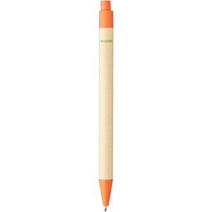 Berk recycled carton and corn plastic ballpoint pen, Orange (Wooden, bamboo, carton pen)