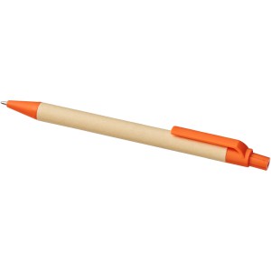 Berk recycled carton and corn plastic ballpoint pen, Orange (Wooden, bamboo, carton pen)