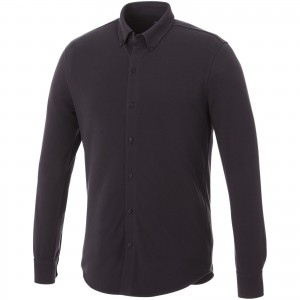 Bigelow long sleeve men's pique shirt, Storm Grey (Long-sleeved shirt)