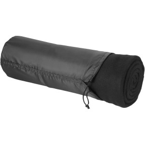 Huggy fleece blanket with drawstring carry pouch, solid black (Blanket)