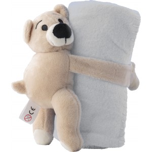 Plush toy bear with fleece blanket Owen, beige (Blanket)