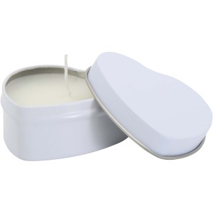 Blissful heart-shaped tin candle with vanilla aroma, White <font size=1>[ENG]</font>