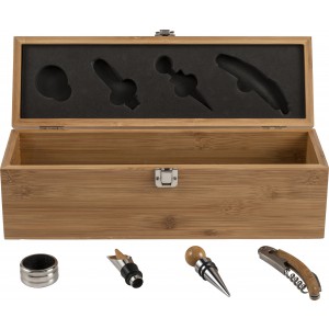 Weinset und Geschenkbox aus Bambus Gareth, Braun