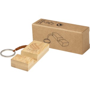 Bosona bamboo phone holder with keychain, Wood (Keychains)