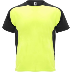 Bugatti short sleeve kids sports t-shirt, Fluor Yellow, Solid black (T-shirt, mixed fiber, synthetic)